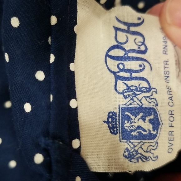 💕H.R.H.💕 Vintage Navy Blue Polka Dot Dress Lace Trim ~ 18 Months - Picture 7 of 10